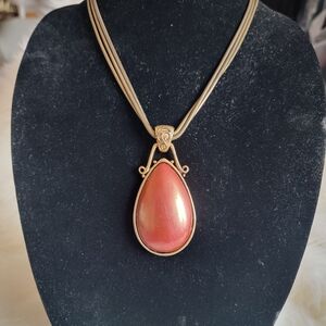 Chico's Gold Tone 3-strand Necklace with Coral Pendant